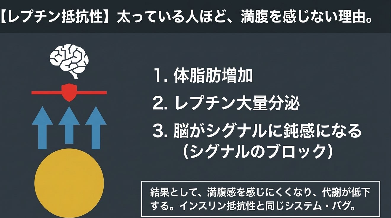 レプチン抵抗性の仕組みを示す図