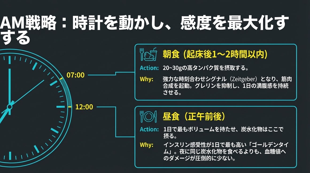 朝の食事タイミング戦略を示す図